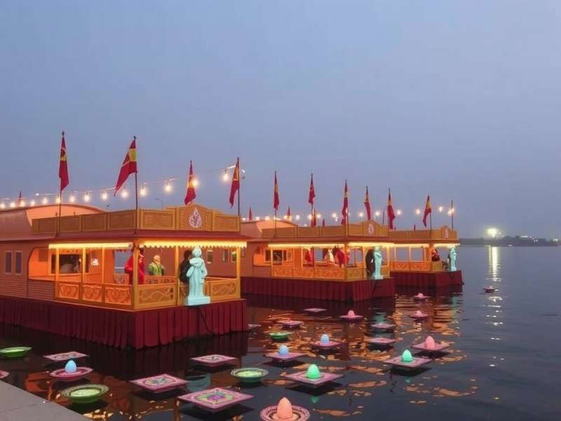 Varanasi Voyager Diwali Celebration – Lights of Kashi Varanasi Voyager Diwali event showing ghats decorated with diyas
