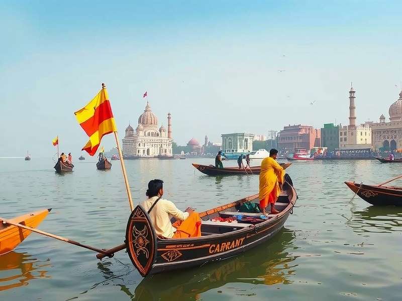 Varanasi Voyager Ghat Exploration Tips Player exploring Varanasi ghat with strategy guide overlay